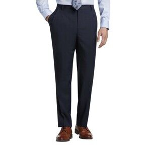 PRONTO UOMO Platinum Mens Blue Wool Lined Dress Suit Pants 60W Unhemmed